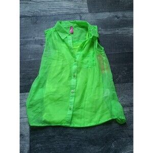 Star Ride Girls 10/12 Neon Green Sheer Top With Tank Top Underneath NWT